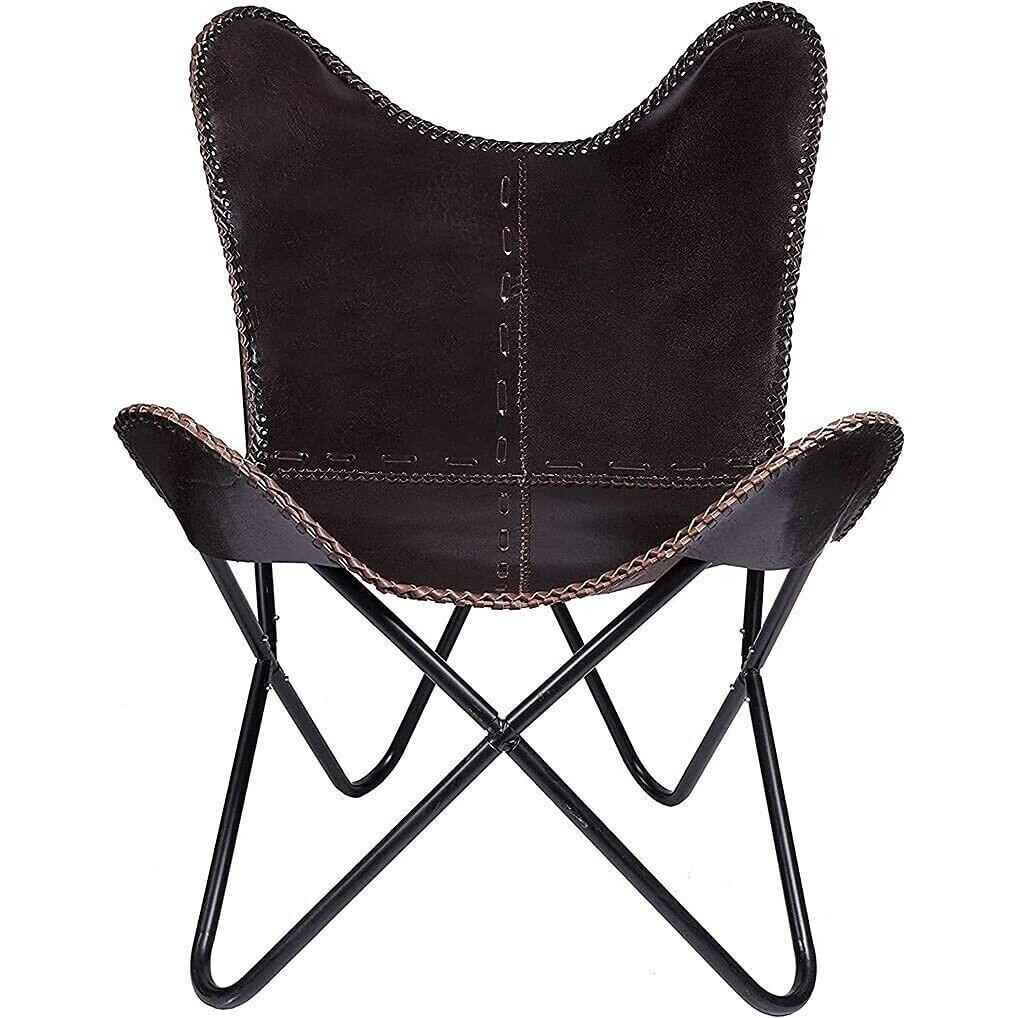 Vintage Lounge Accent Chair Classic Buffalo Leather Butterfly Chair Retro BKF