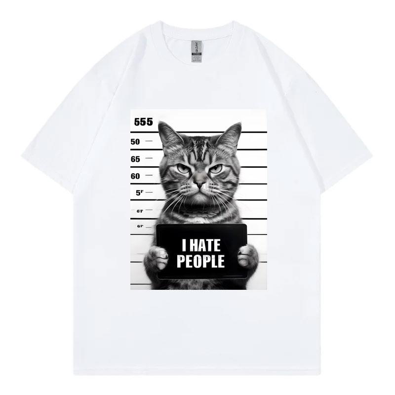 I Hate People Funny Cat Meme Tshirts Unisex Unisex Clothing High Street Fashion Trend Tshirt Summer Casual Loose Cotton T Shirts