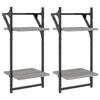 VidaXL Wall Shelves 2-Tier with Bars 2 Pcs Sonoma Grey 836256
