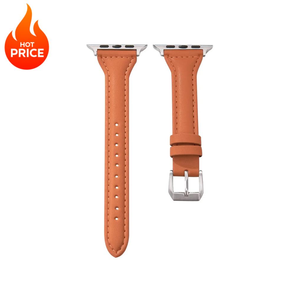 Тонкий кожаный ремешок для Apple Watch Band 44 мм 40 мм 41 мм 45 мм 44 мм Браслет для iwatch Серии 10-11 46 мм 42 мм ремешок Ultra 2-3 49 мм