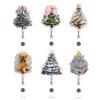 Christmas Tree Badge Reel With Retractable Clip, Cute Bow Holiday Nurse Id Card Badge Holder, Glitter Name Tag Badge Reels