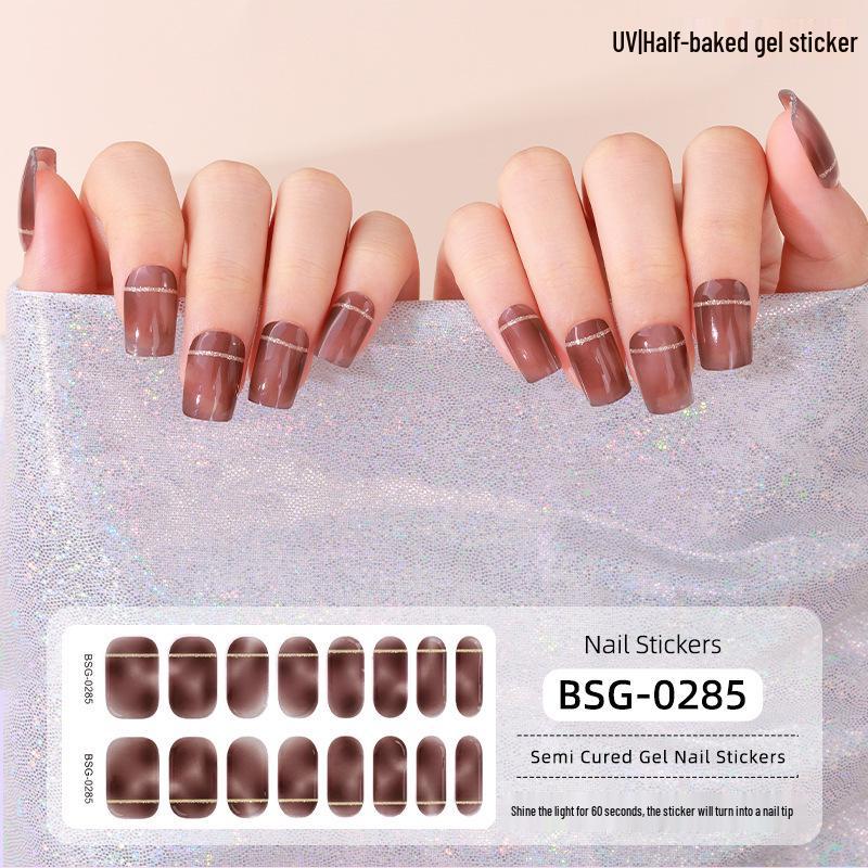 UV Semi-Cured 3D Gel Nail Stickers for 16 Fingers