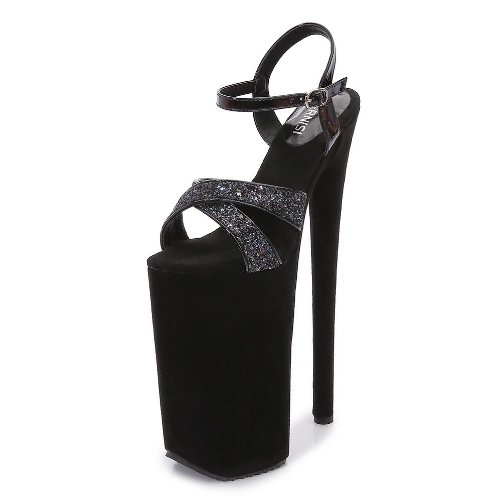 Модные женские сандалии Ночной клуб Подиум Обувь для танца на пилоне Сексуальные Супер высокий каблук 26 см Женские сандалии Водонепроницаемая платформа Свадебная обувь