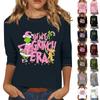 3/4 Sleeve Tops For Women T-Shirt Casual Christmas Print Tops T Shirt Round Neck Pullover Blouse