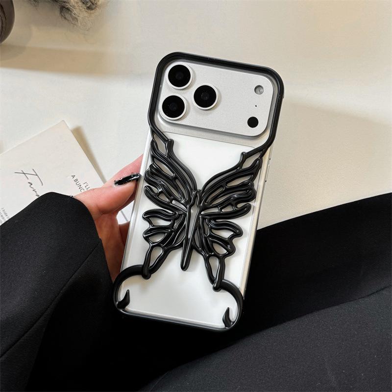 Безрамочный теплоотводящий мягкий чехол с рисунком бабочки для iPhone 13/14/15/16 Pro Max