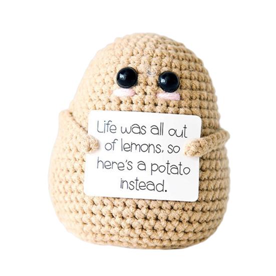 Позитивная кукла-картошка ручной работы с вдохновляющей открыткой, милая вязаная фигурка для эмоциональной поддержки в комнате, декор