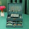Men's and Women's Vintage Jewelry Boxes, Large Capacity Storage Boxes, Luxury Style Jewelry Spaces, Fine Soft, Dark Green Velvet