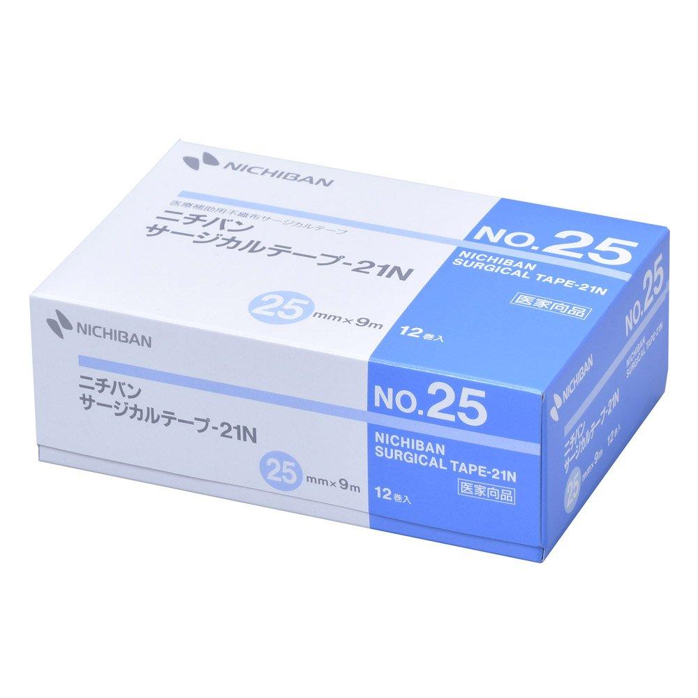 Хирургический пластырь Nichiban 21N 25 мм x 9 м STN25 Тканевый Белый для фиксации марли Нетканый