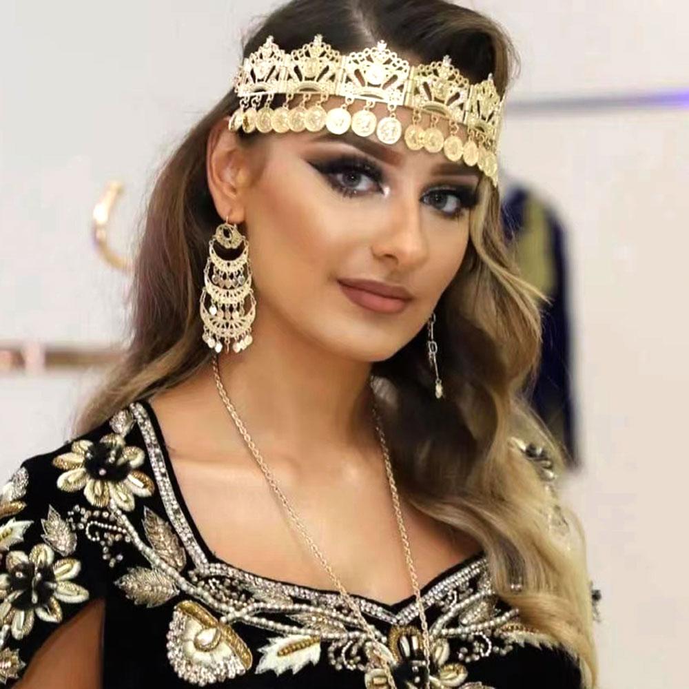 Цепочка на лоб золотого цвета, цепочка для волос, монеты Наполеона, кисточка, аксессуар для волос, ювелирные изделия для невесты, подарок