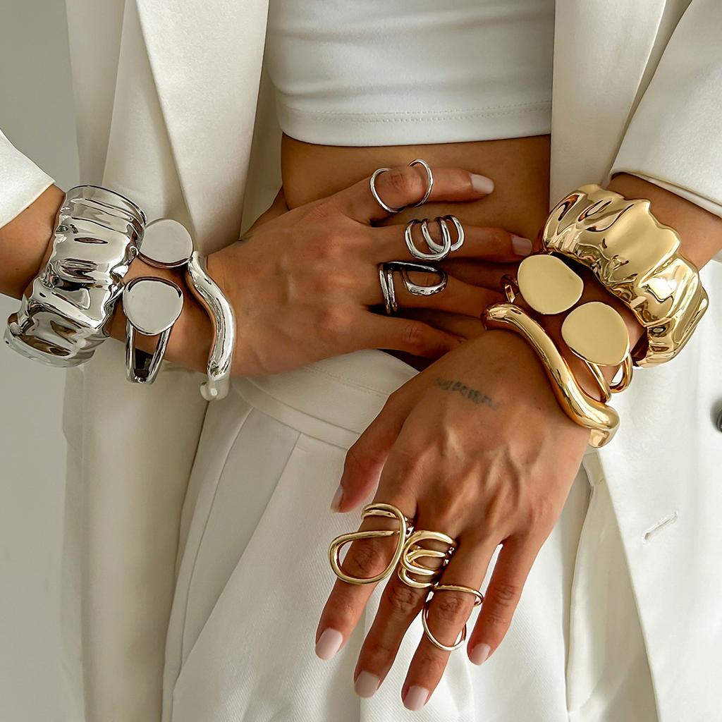 Fashion Hot-selling Versatile Irregular Bracelet, Personality Exaggerated Ancient Wrinkled Smooth Open Bracelet Bracelet