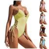 Женский сексуальный цельный однотонный комбинезон, пляжная одежда, купальник, бикини с пуш-ап