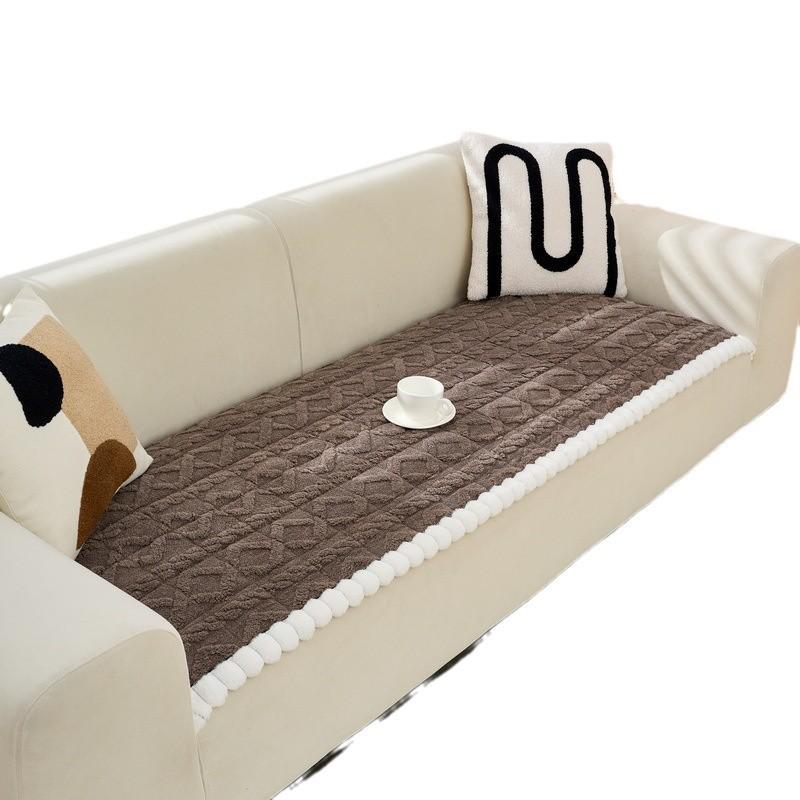 Премиальная цельная подушка для дивана Осенне-зимняя плюшевая подушка для сиденья Не теряет ворс, Тканевое полотенце-чехол для дивана Зимний новый чехол