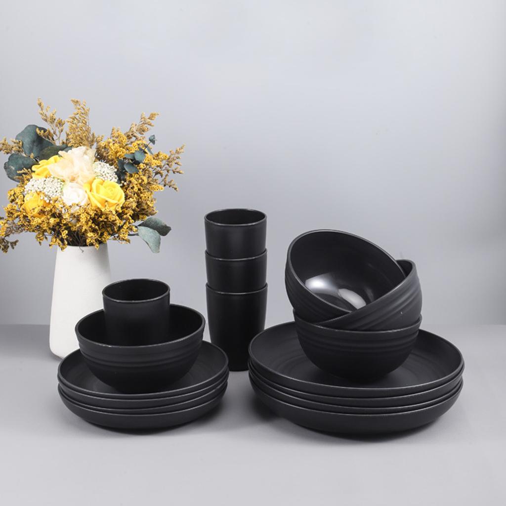 32 Pcs Plastic Dinnerware Set Eco-friendly Safety Reusable Plates Cups Bowels Home Party Tableware Set Outdoor Camp Picnics Gift