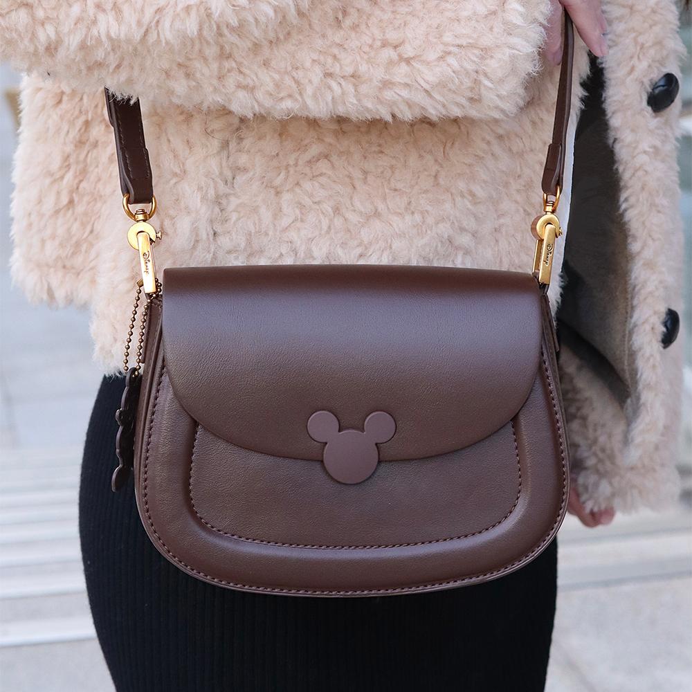 New Disney Mickey Series PU Crossbody Bag, Commuter Bag Medium Size Women's Brown BMK-71082K