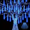 8Pcs Christmas Meteor Shower Rain Lights High Brightness Energy-saving Waterproof Outdoor Icicles Christmas Lights Party Decorations