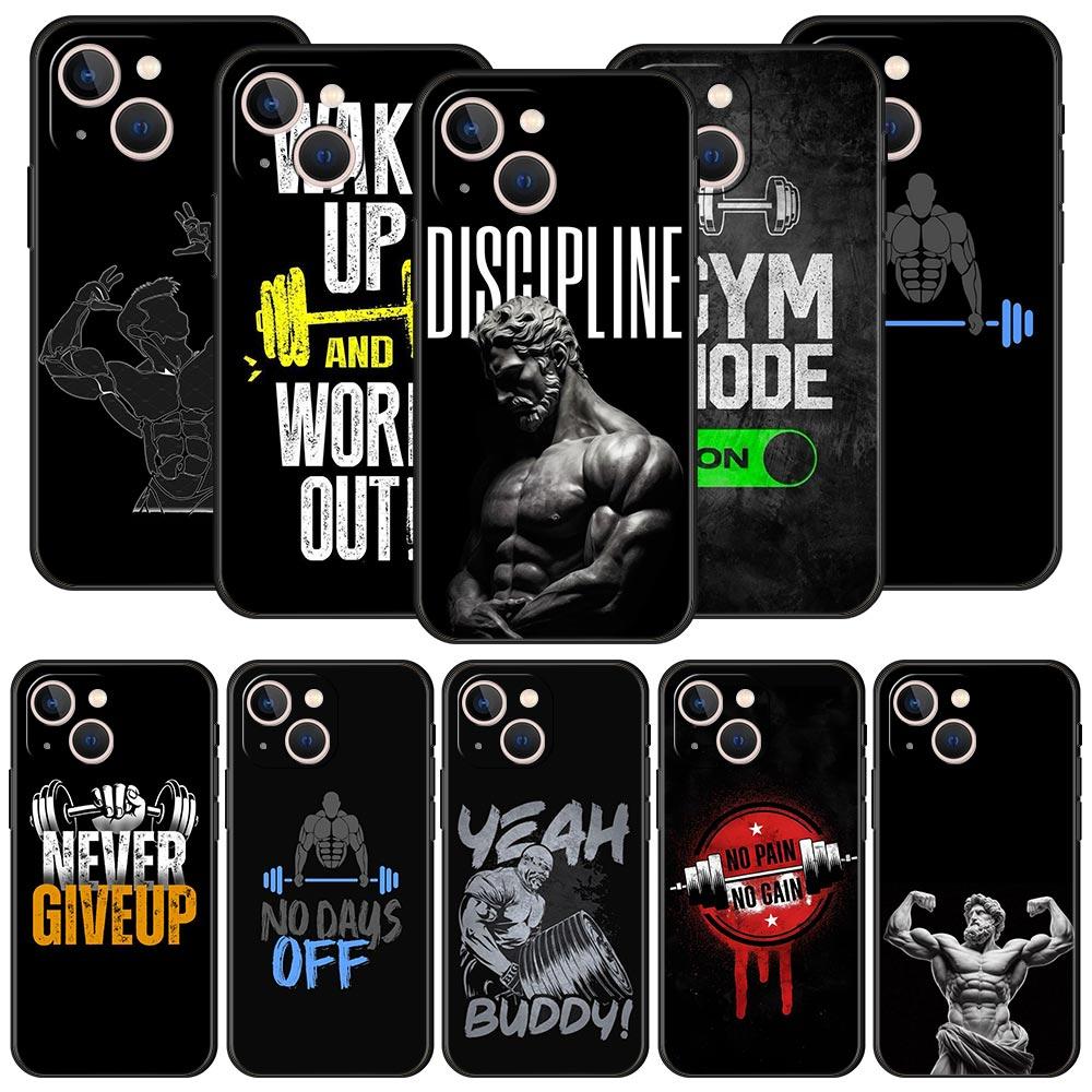 Чехол для телефона для зала, фитнеса, бодибилдинга для iPhone 17 16 15 Pro Max 11 12 13 14 7 8 Plus SE 2020 X XR XS, мягкий черный