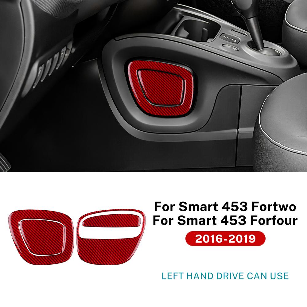 Настоящие мягкие наклейки из углеродного волокна для Mercedes Benz Smart 453 Fortwo/Forfour 2016 2017 2018 2019 Боковые стороны Рамка панели переключения передач автомобиля