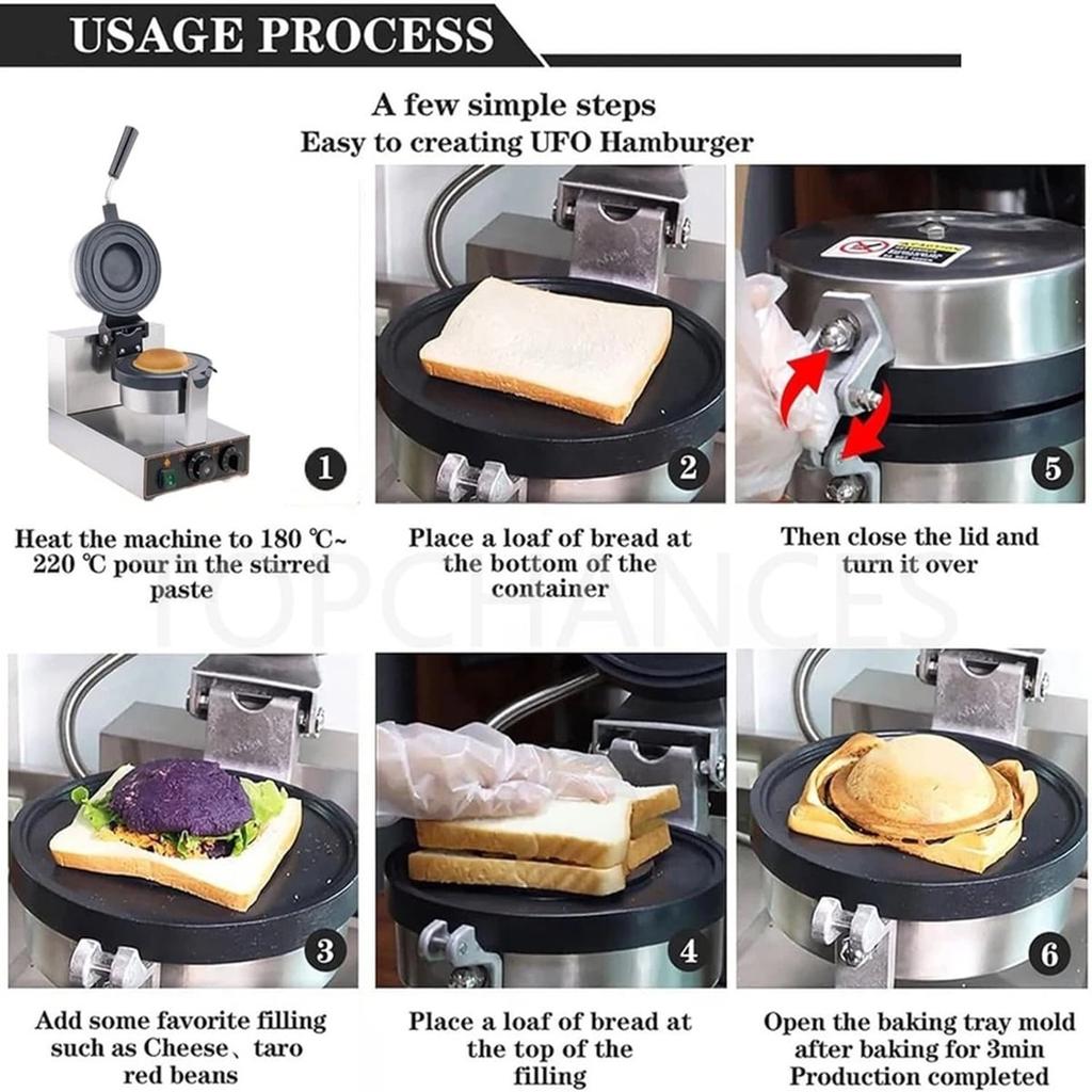220V Hamburger Machine Burger Press Sandwich Maker 2400W Powerful Panini Press Waffle Maker