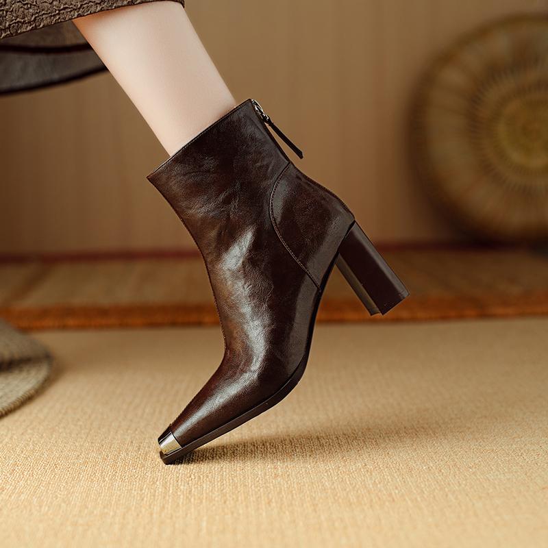 Fashion 2024 New Autumn Women Boot Short Boots Fashion Square Toe Ankle Boots High Heels Winter Modern Ladies Shoes