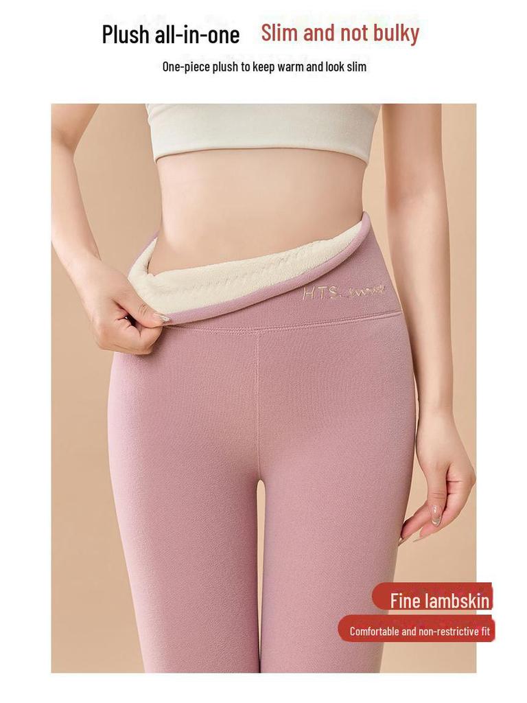 Women's High Waist Velvet Leggings - Warm Cashmere, Thick, Autumn-Winter Base Layer Pants