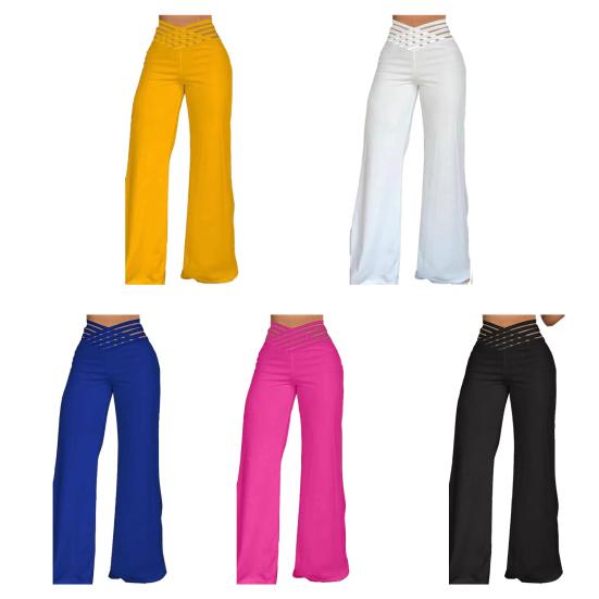 Женские длинные брюки с широким поясом и высокой талией, однотонные широкие расклешенные брюки для йоги, спортивные штаны для спортзала