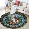 Cats Peacocks Elephants Gems Temple Glass Round Area Rug Under Office Chairs Bedroom Living Room Home Decor