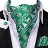 Christmas Mens Red Black Green Cravat Tie Set Silk Ascot Tie Bow Tie Event Set