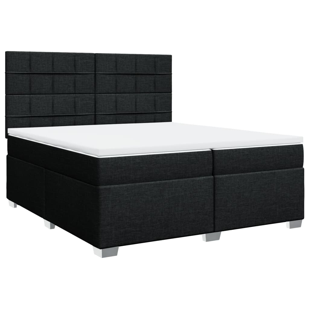 Box Spring Bed with Mattress Black 200x200 cm Fabric