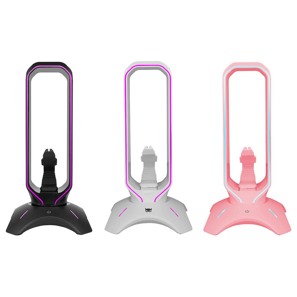 RGB Gaming Headphone Stand with USB 2.0 Hub Over-Ear Headset Holder with 2 USB Ports Headphone Shelf for Desk Display