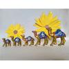 Paper Mache Handcrafted Showpiece Camel Set for Home Decor - Yellow (Set of 5)