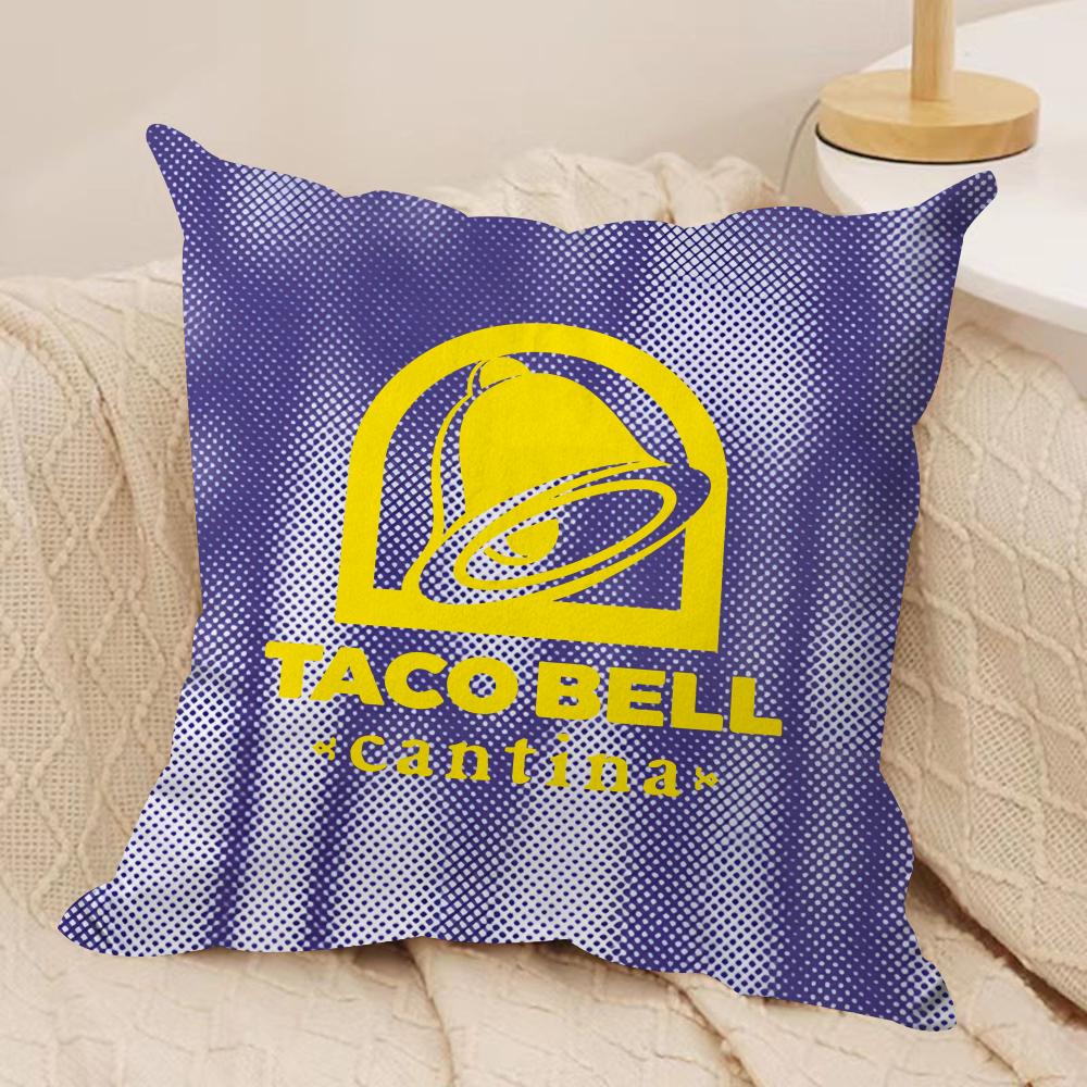 Mexican Flavor T-Taco Bell Cushion Cover Soft Plush Fabric Double-Sided Printed Sofa Cushion Cover for All Seasons Home Decor