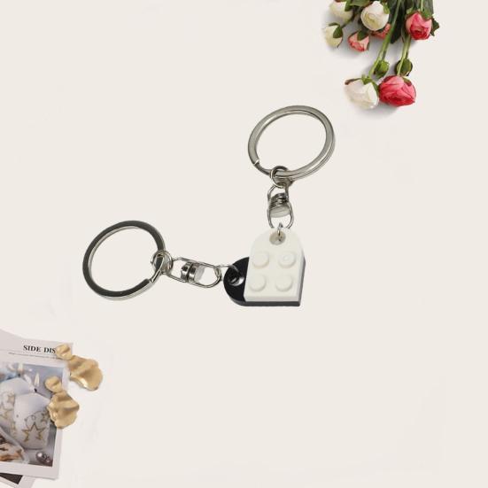 1 Pair Detachable Heart Pendant Keychain Matching Brick Key Ring Couple Lover Key Chain Valentine Day Gift