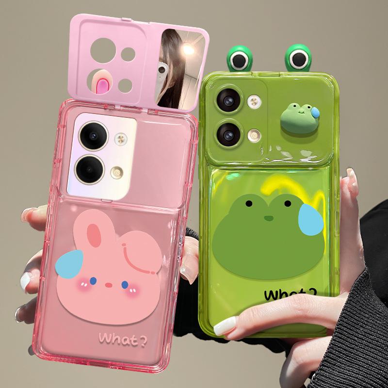 Подходит для Opporeno9 Чехол для мобильного телефона Findx5/x3 Забавная лягушка Кукла Подвеска A72/97 Флип-зеркало для женщин