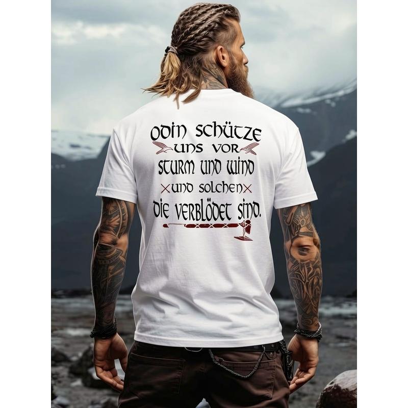 Viking Premium Shirt with Odin Saying Us from Storm And Wind Nordic Viking Wear