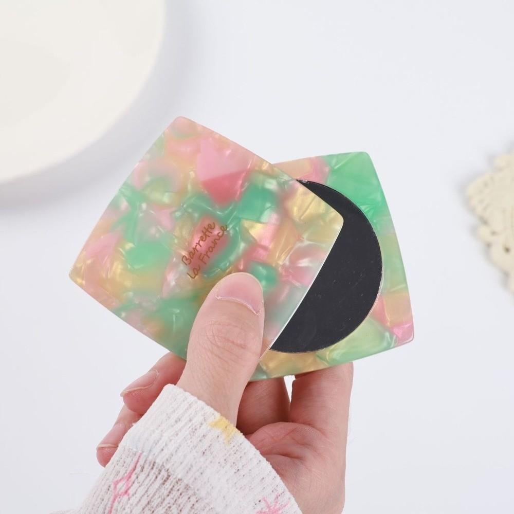 Square Portable Mirror Colorful Rotating Mirror Compact Design Acetate Makeup Mirror  Touch-ups