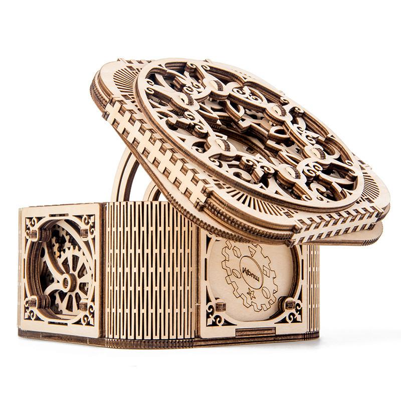 Новая деревянная шкатулка для драгоценностей «сделай сам», комплект для сборки, головоломка, деревянные игрушки, подарочная коробка с механической коробкой передач