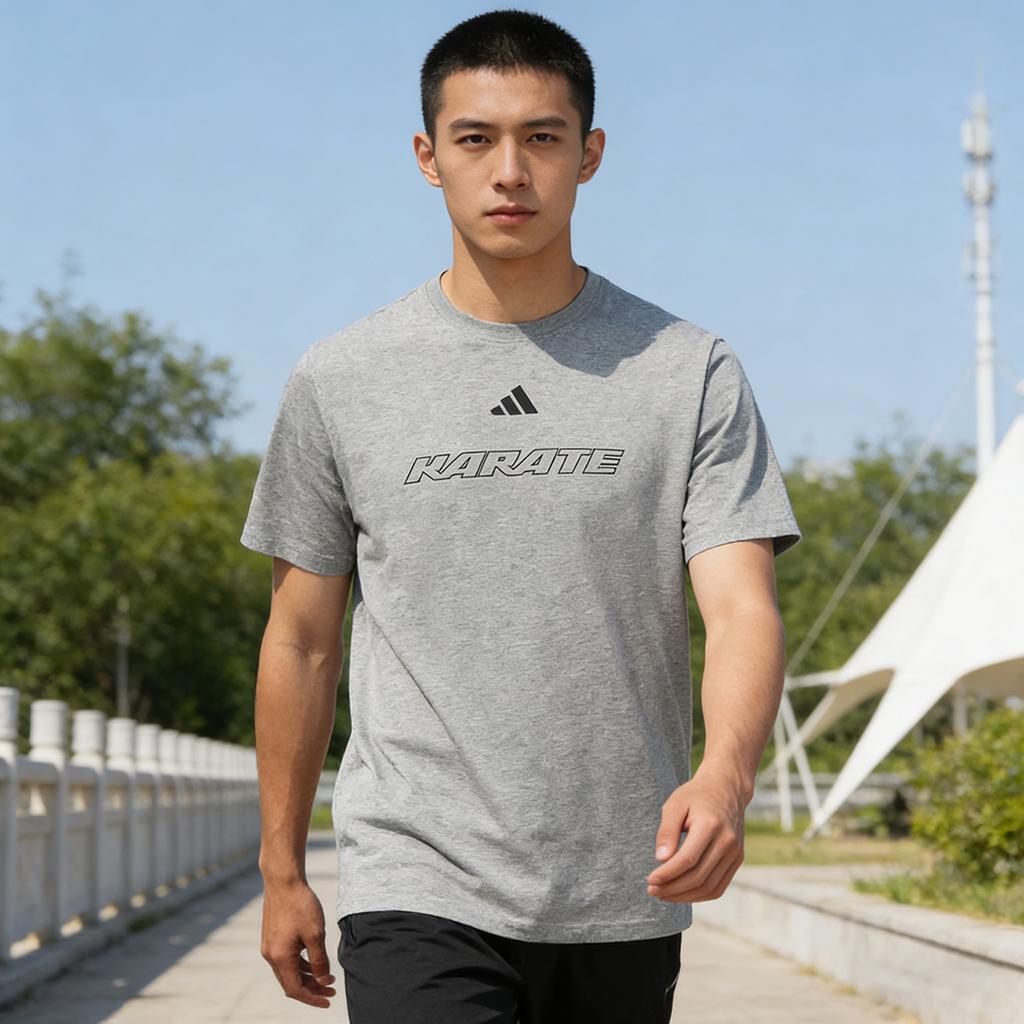 adidas Серия Каратэ Удобная Дышащая Повседневная Универсальная Спортивная Тренировка Фитнес Футболка с коротким рукавом Унисекс Топы CLTS26K1-GYB