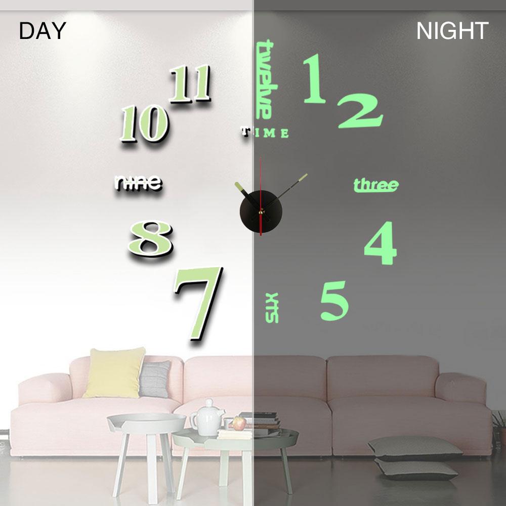 3D светящиеся настенные часы, зеркальные настенные наклейки, креативные часы «сделай сам», съемные художественные наклейки, домашний декор, кварцевая игла для гостиной, хит продаж