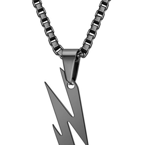 Men Pendant Necklace Unisex Chain Solid Color Thunder Flash Shape Neck Decoration Hip Hop