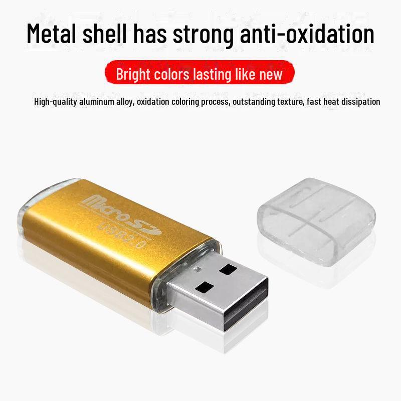 Aluminum USB Mobile Card Reader - Bright Color, High-Speed 2.0, Supports Micro SD/TF/Memory Cards