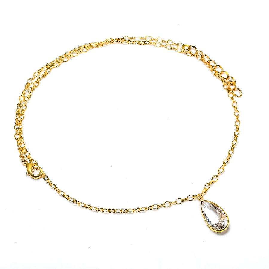 White Topaz Gemstone Handmade 925 Sterling Silver Jewelry Necklace 20" KJ-1712