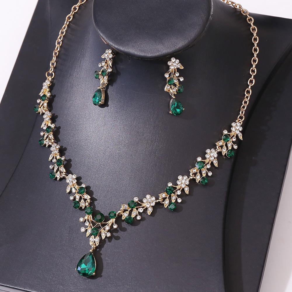 Flower Bridal Jewelry Set Vintage Necklace Earrings Set Exquisite Flower Choker Necklace Set  Women