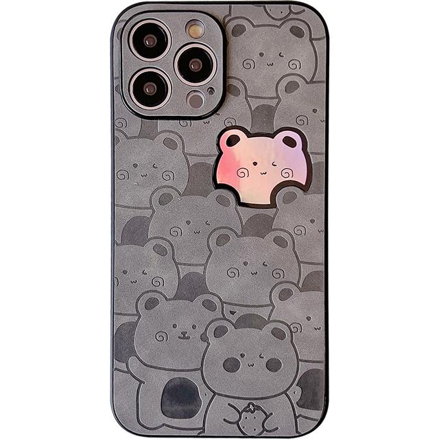 Чехол для телефона с милым лазерным медведем и мультяшным рисунком для Iphone 13 14 12 11 Pro Max Xs Xr X противоударный защитный чехол из искусственной кожи