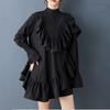 Платье женское большого размера с длинным рукавом, черное винтажное новое, повседневное свободное мини-платье, короткое, на весну-осень