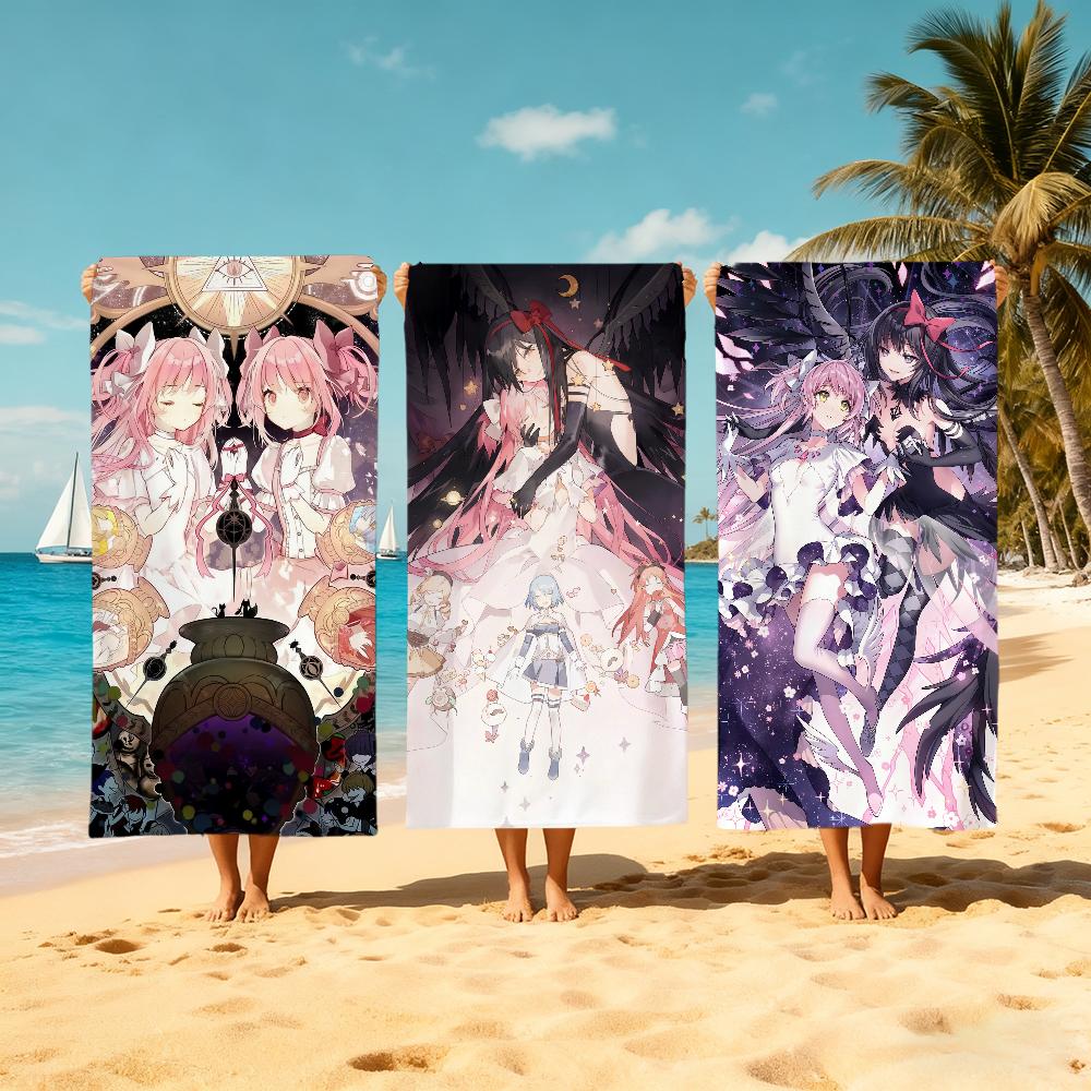 M-magi M-mado-ka M-magica Мультяшное Полотенце Большое Быстросохнущее Микрофибра Мягкое Пляжное Полотенце для Путешествий Фитнеса Сауны Купания Кемпинга