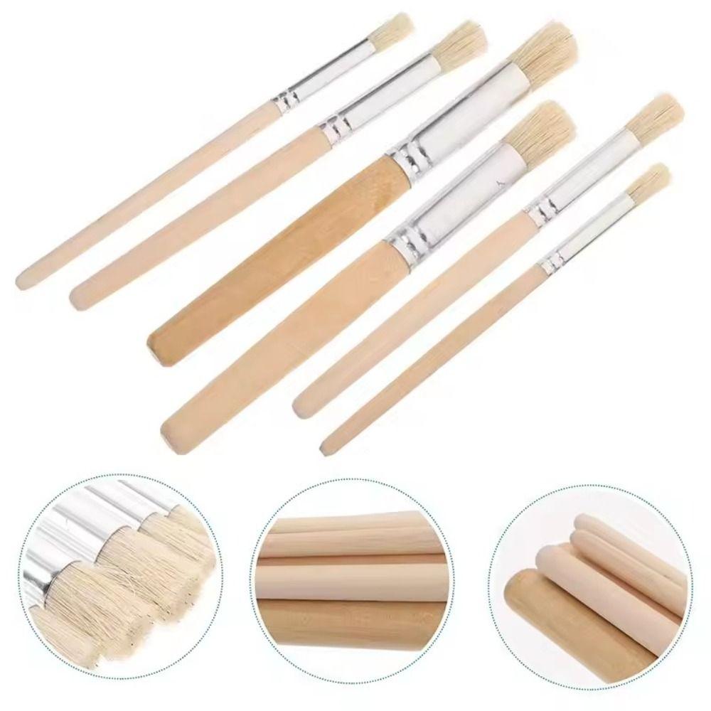 Professional Stencil Paint Brushes DIY Crafts Wooden Bristle Pen Students Stationery
