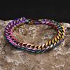 8mm/10mm/12mm Cuban Link Stainless Steel Man Bracelet Rainbow Colored Square Link Wristband Jewelry Gift for Dad Valentine's day