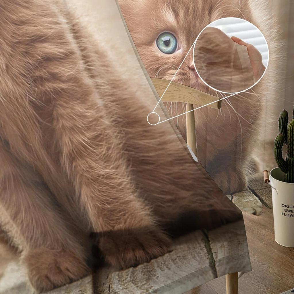 Современные шторы с милыми домашними животными и котами для гостиной, прозрачные тюлевые шторы, прозрачные оконные занавески для спальни, аксессуары, декор