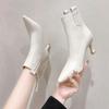 New 2024 Short Plush Snow Boots Women's Pointy Toe Stilettos Black White High Heel Winter Shoes  Women Boots