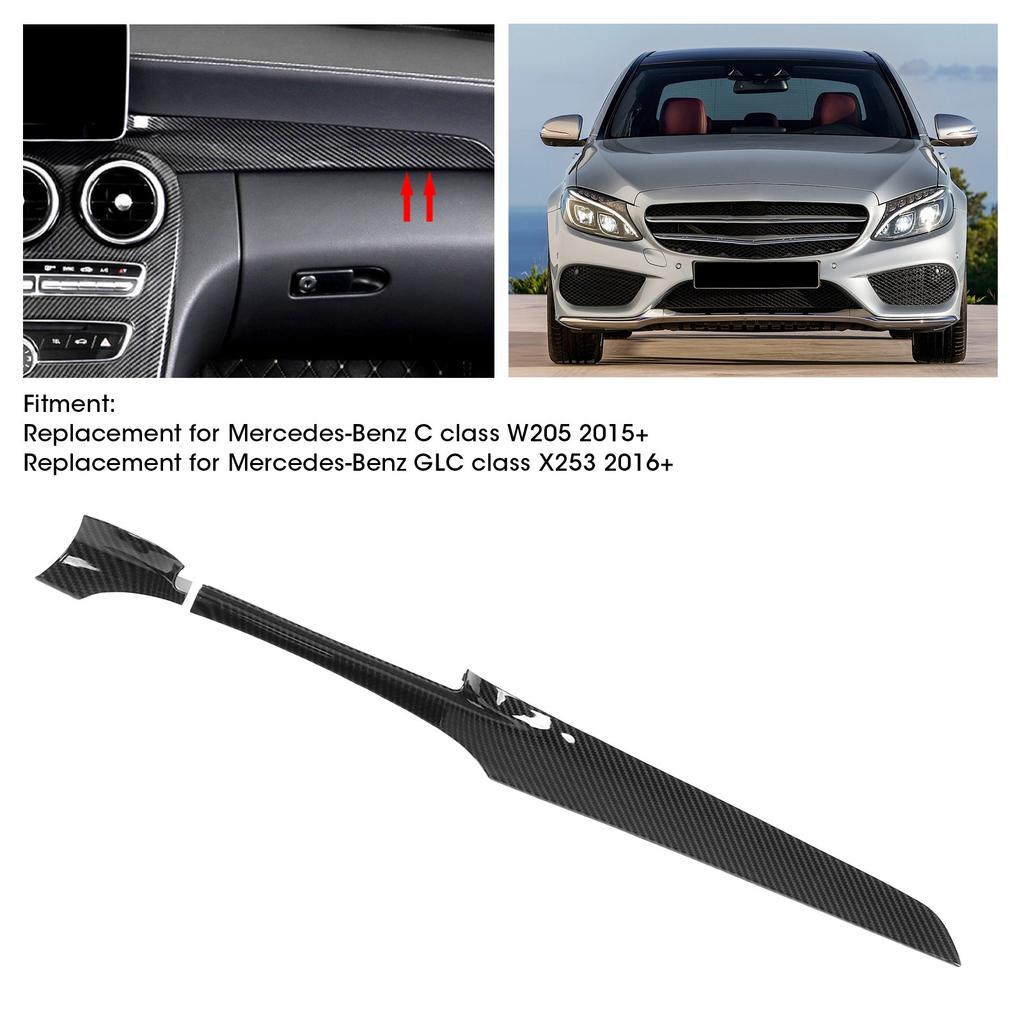 2PCS Center Console Dashboard Cover Trim Replacement for   C Class W205 2015+(Black )